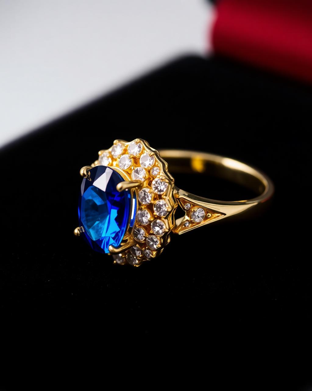 Sapphire and diamond gold ring
